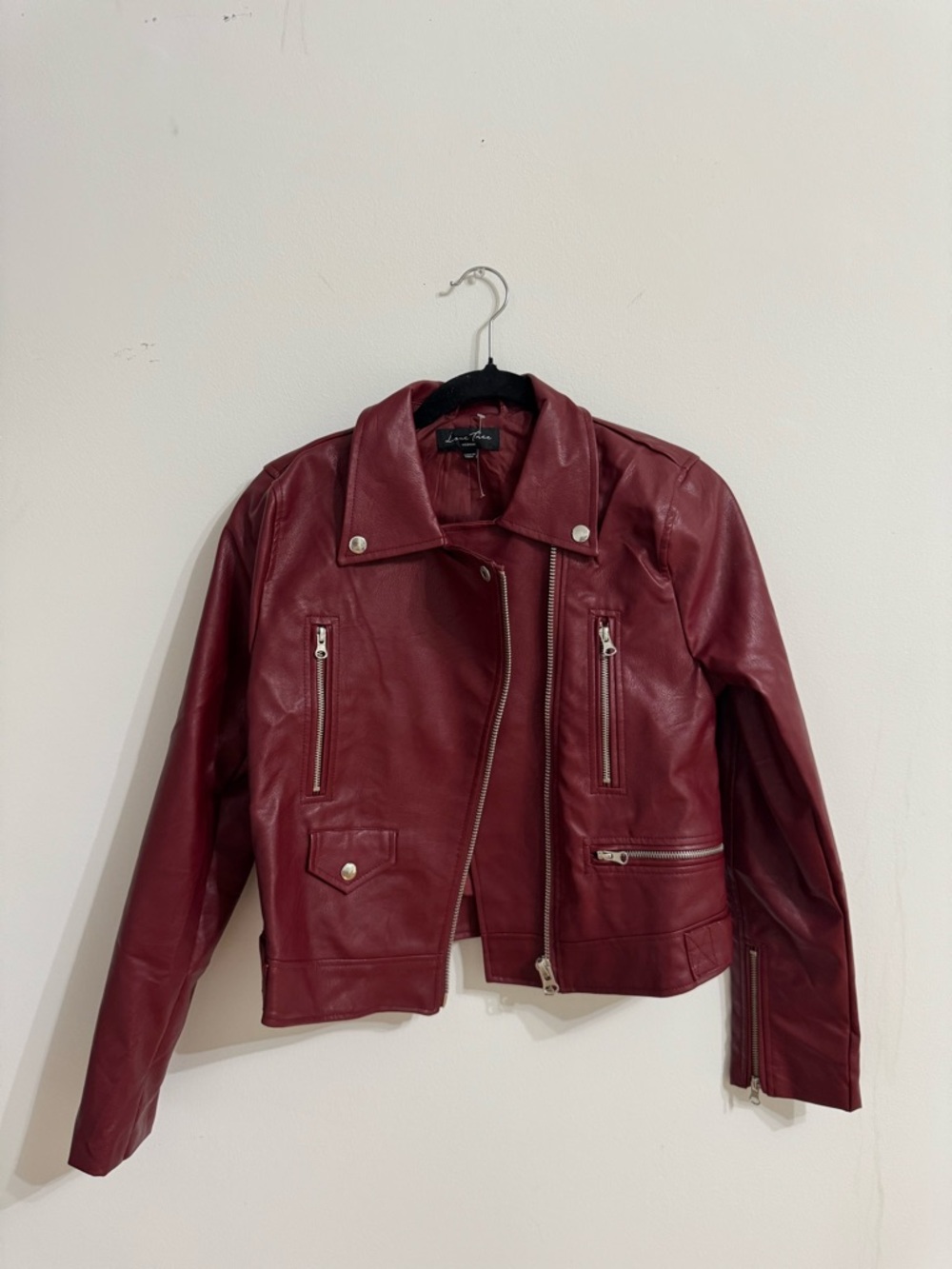 Burgundy Leather Moto Jacket